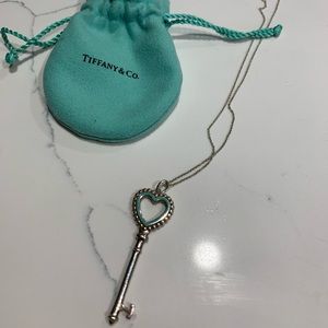 Tiffany and Co. Enamel Heart Key Necklace